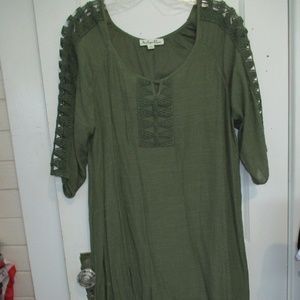 INDIGO ROSE. WOMEN'S ARMY GREEN DRESS.L(12-14).